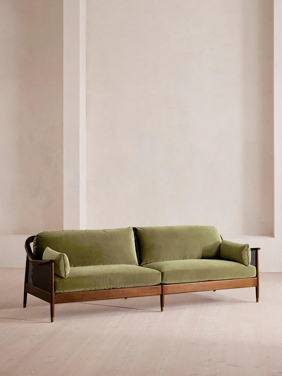Atlanta Four Seater Sofa, Velvet, Lichen