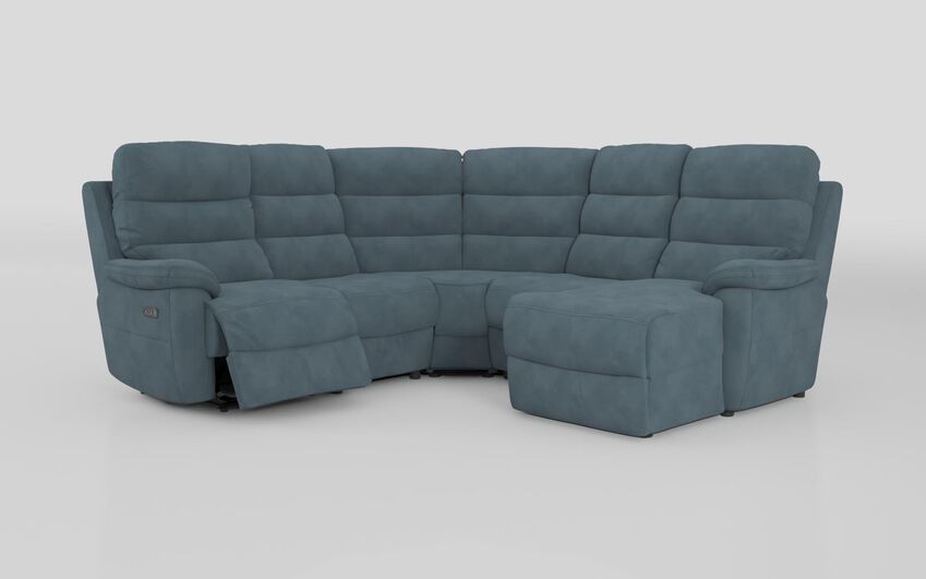Blue Fabric Ossett 2 Corner 2 Right Hand Facing Chaise Left Hand Facing Power Sofa with Head Tilt