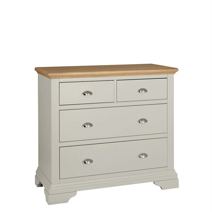 Carrington 2 Over 2 Drawer Chest, Soft Grey and Oak