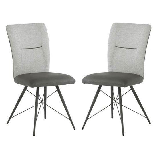 Amalfi Light Grey Fabric And Pu Leather Dining Chair In A Pair