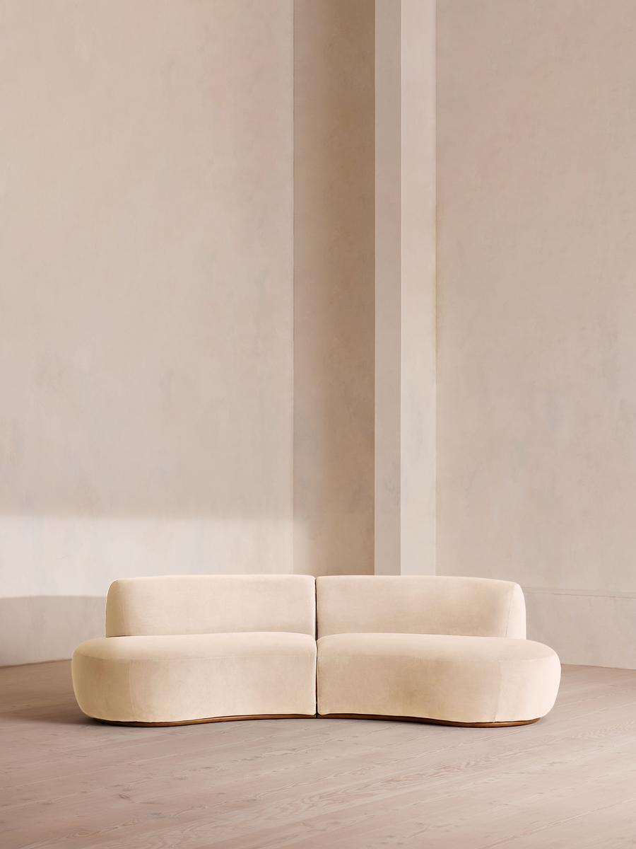 Aline Serpentine Modular Sofa, Three Seater, Porcelain Velvet