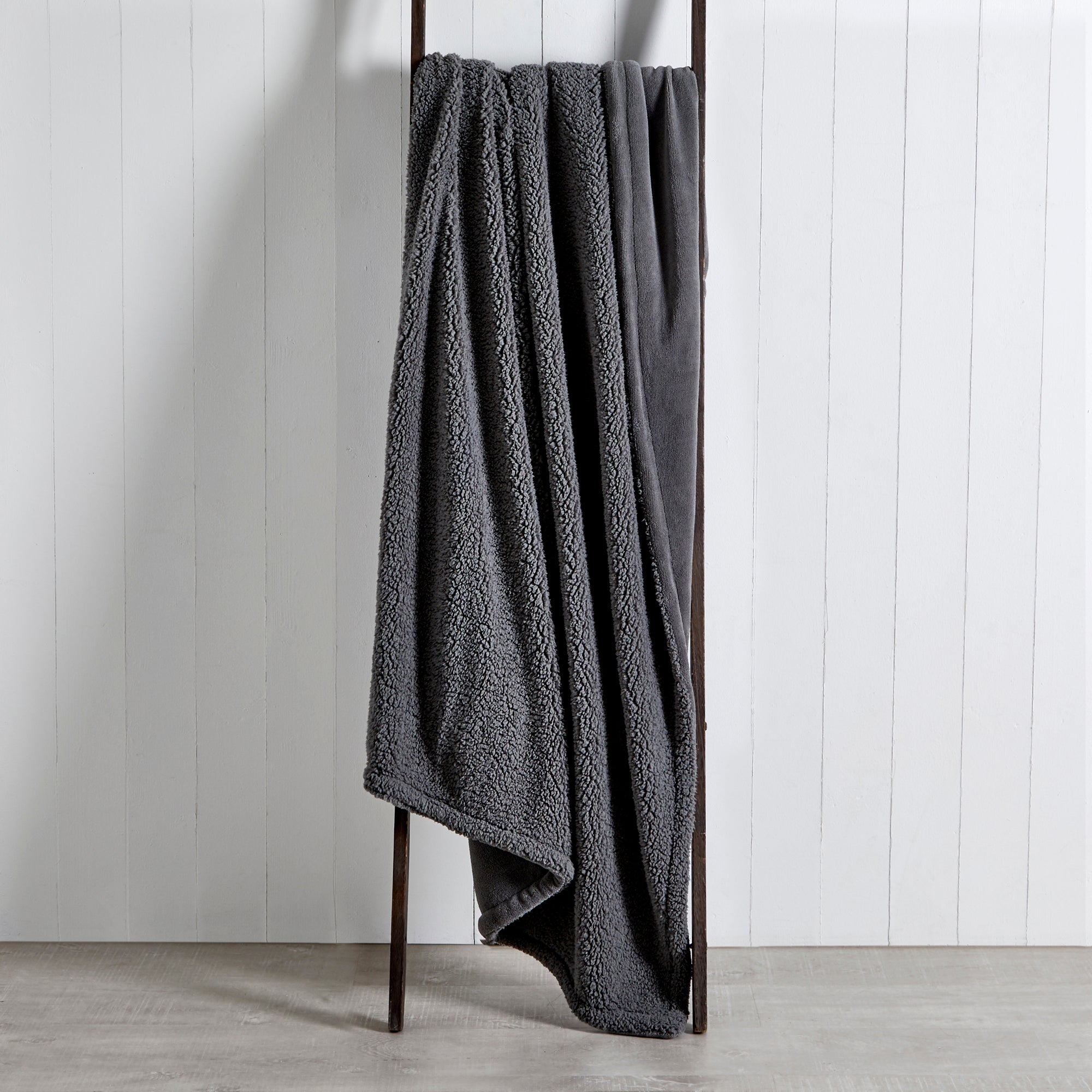 Reversible Teddy Throw Grey