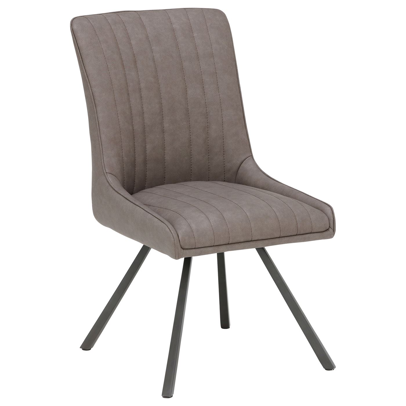 Strelley Dining Chair - Grey - Leather - Striped - W63.5 x D48.5 x H90cm - Barker & Stonehouse