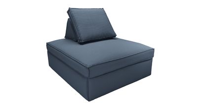 Harry Large Pouffe with bolster cushion in Midnight Blue Brushed Linen Cotton - sofa.com