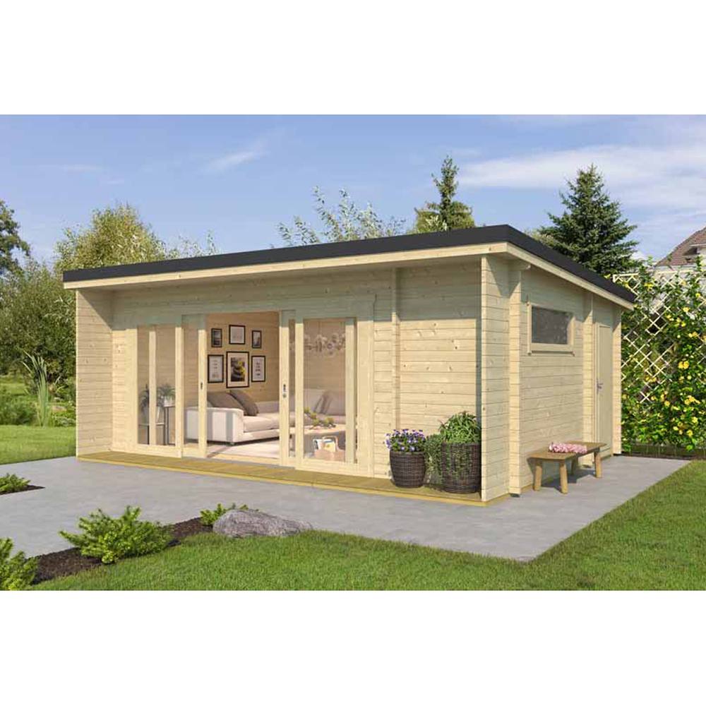 Lasita Maja Ltd Java-Log Cabin, Wooden Garden Room, Home Office - L648xW470xH245.1 cm in Brown