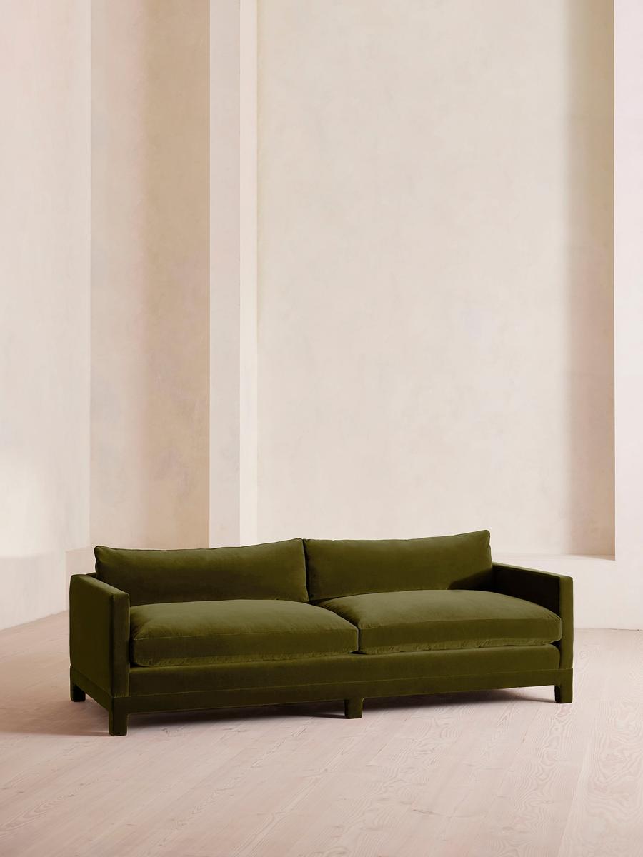 Ashford Four Seater Sofa, Velvet, Olive
