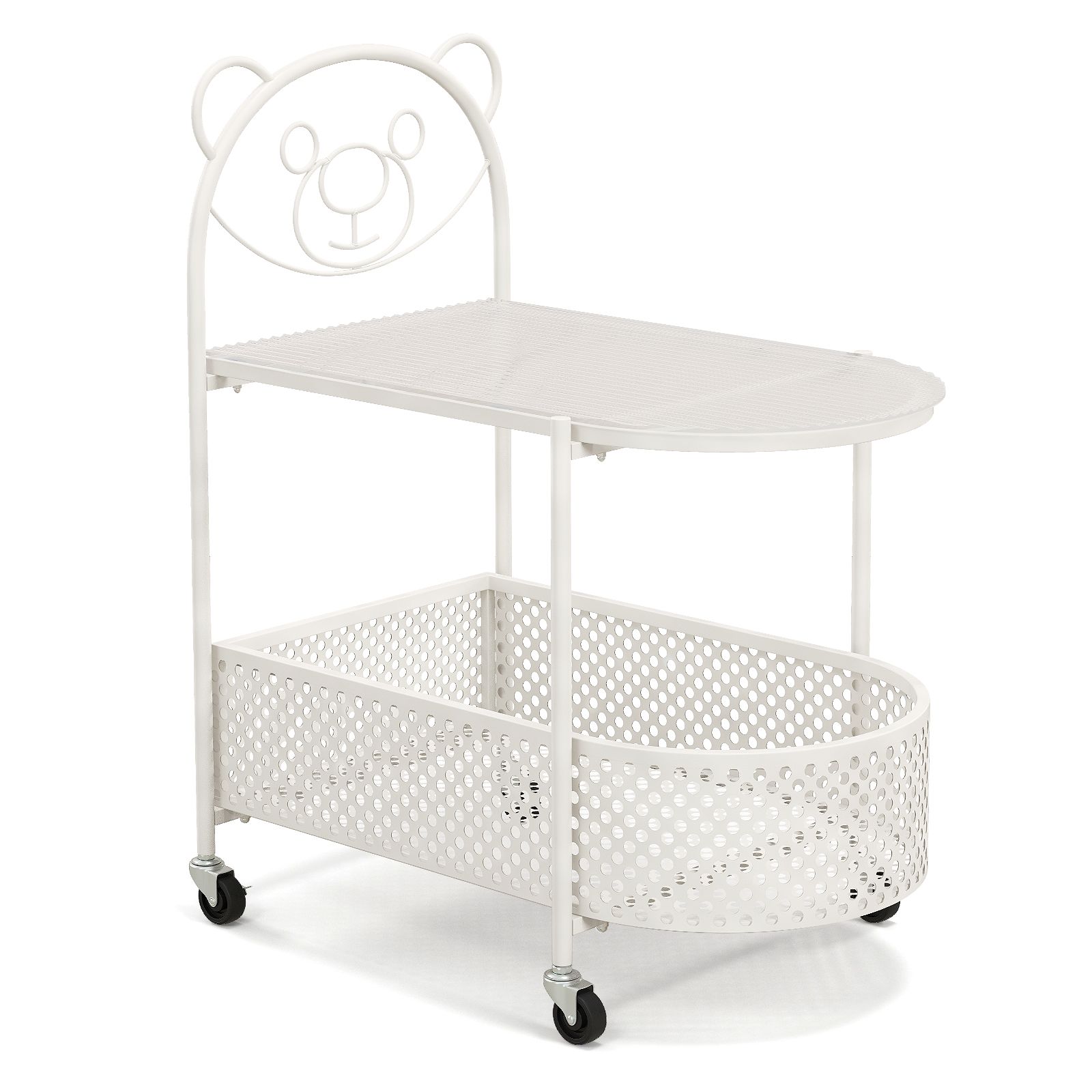 Costway Mobile Glass Coffee Table 2-Tier Modern Cocktail Table-White in White