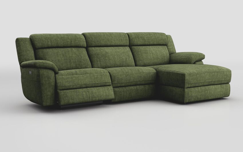 Green Fabric Sarsina 3 Seater Sofa Left Hand Facing Power & Right Hand Facing Lounger
