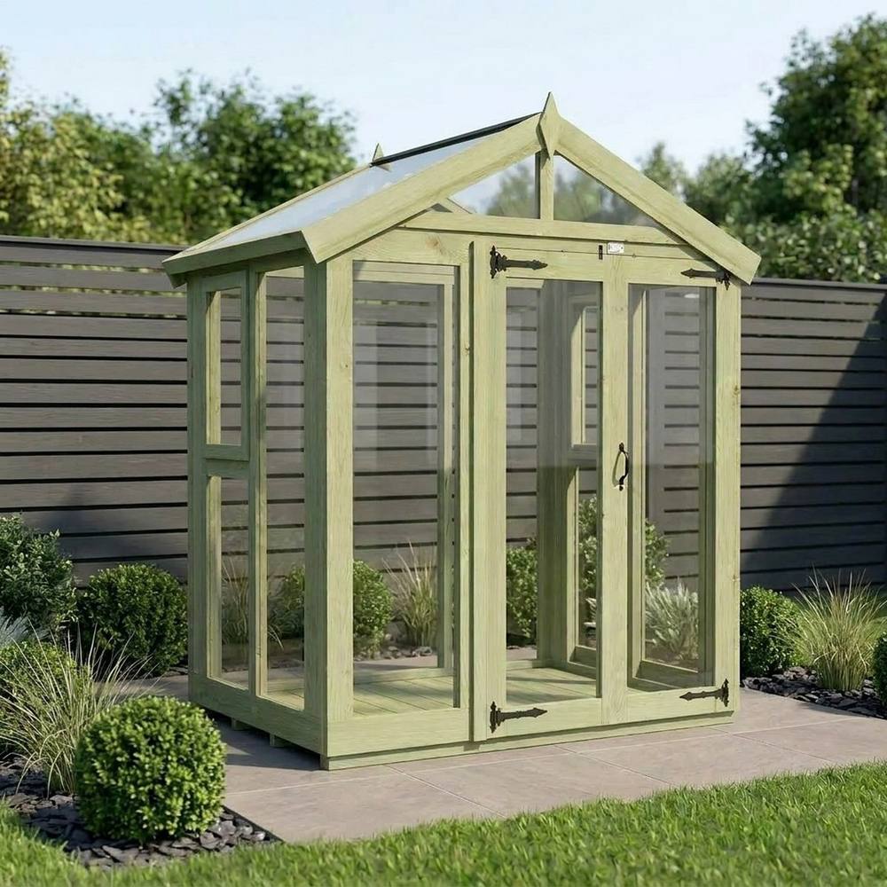 Buttercup Farm 6ft x 4ft Apex Glass Greenhouse - Pressure Treated Timber in Brown 2