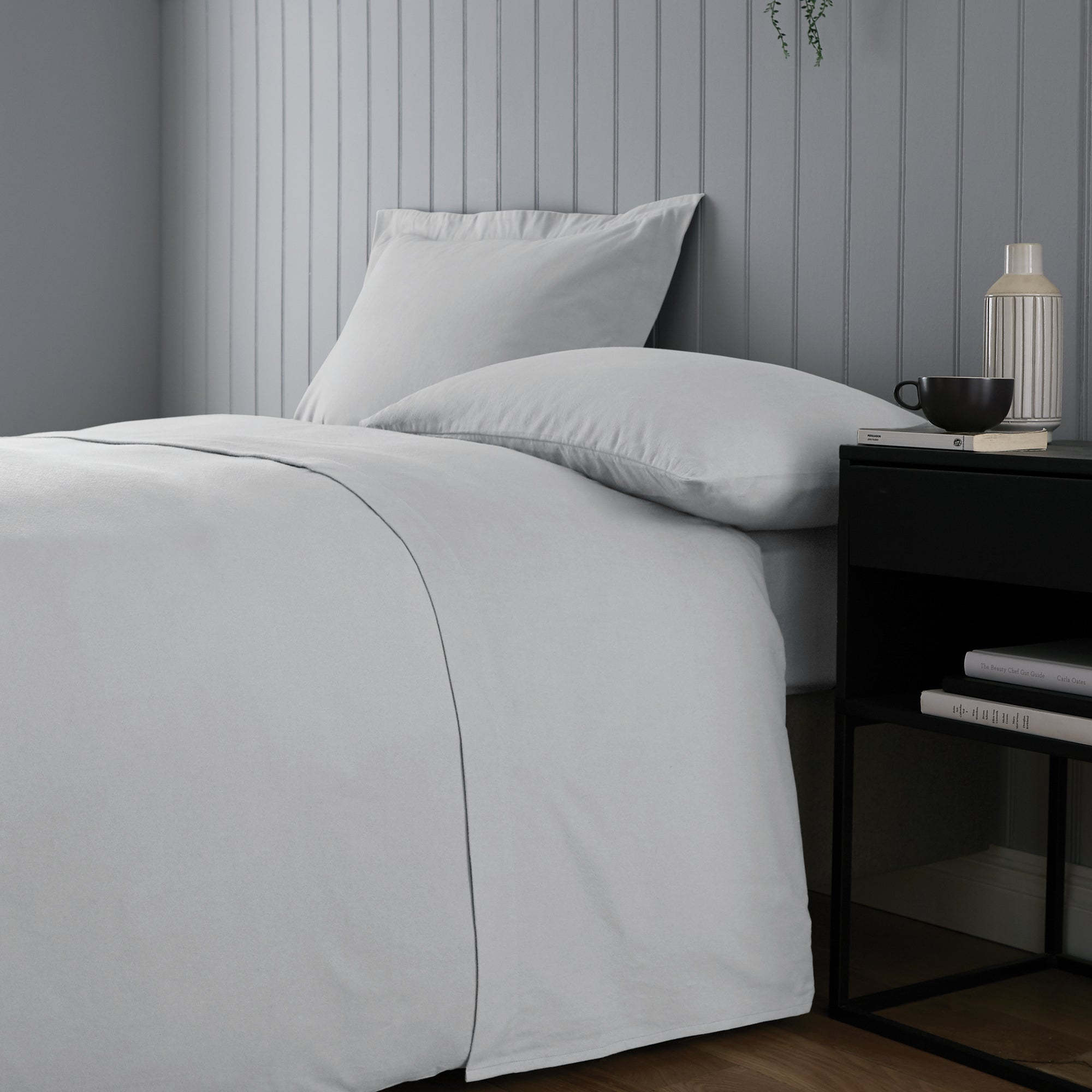 Soft & Cosy Luxury Brushed Cotton Flat Sheet Silver