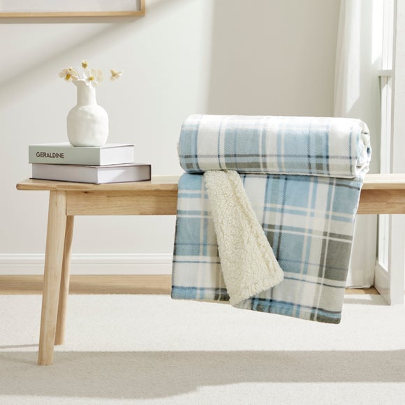 Check Sherpa Throw Blanket, 130cm x 180cm