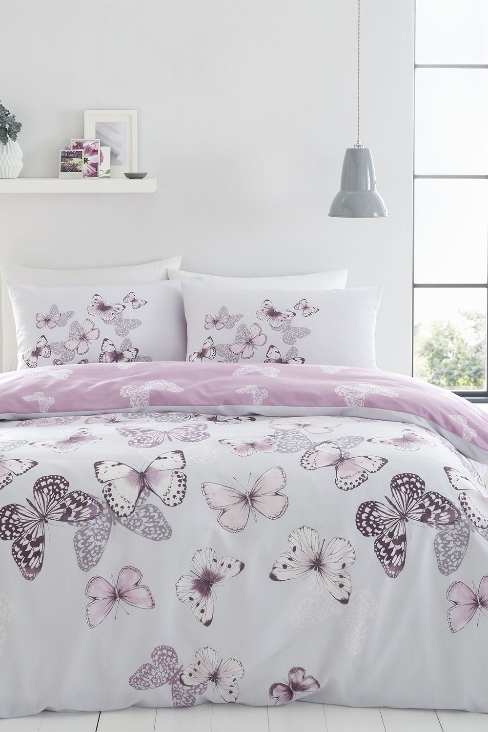 Catherine Lansfield 'Scatter Butterfly' Duvet Set in Purple