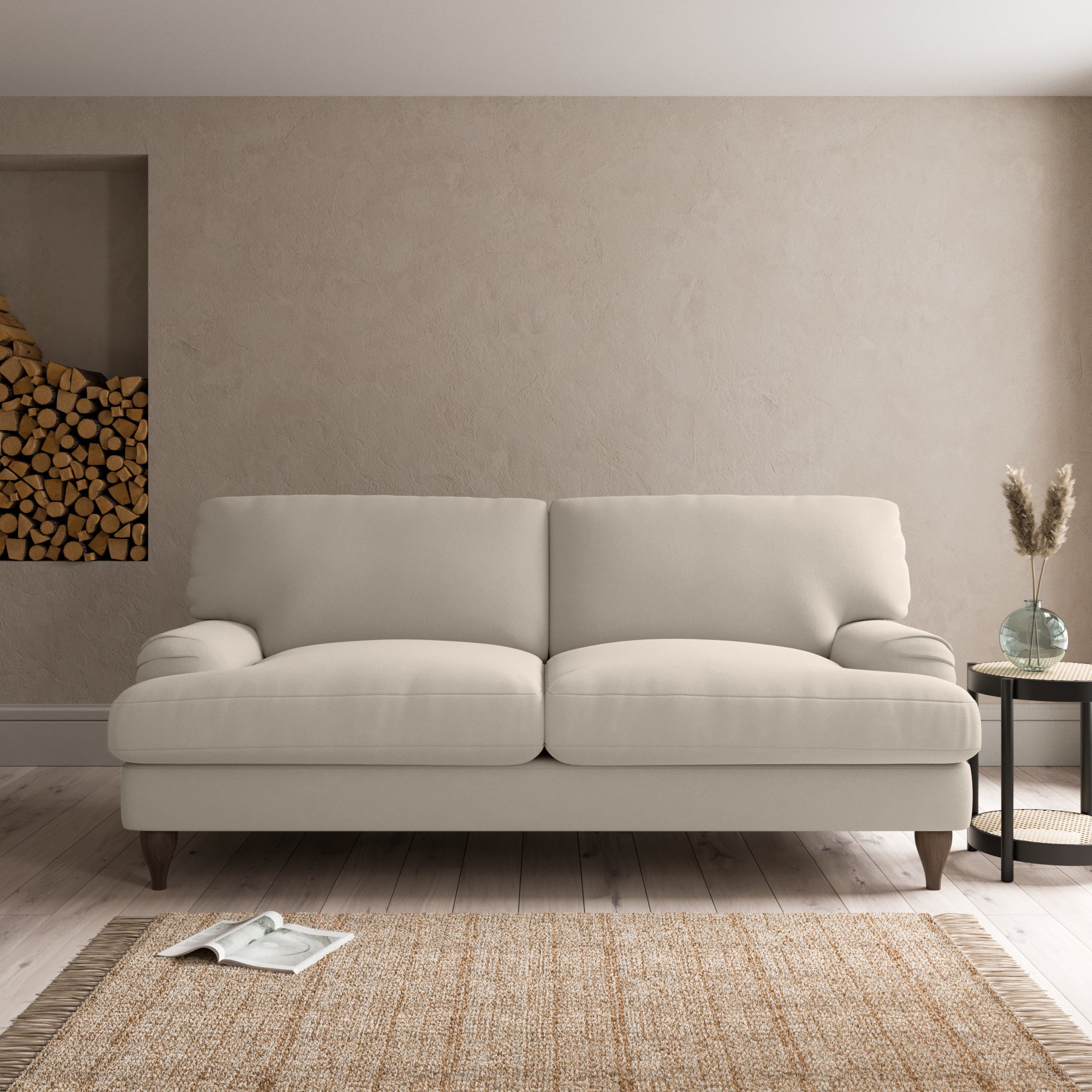 Darwin Luxury Velvet 3 Seater Sofa Luxury Velvet Natural