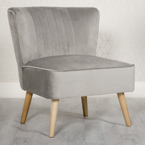Louis Velvet Upholstered Lounge Chair In Grey