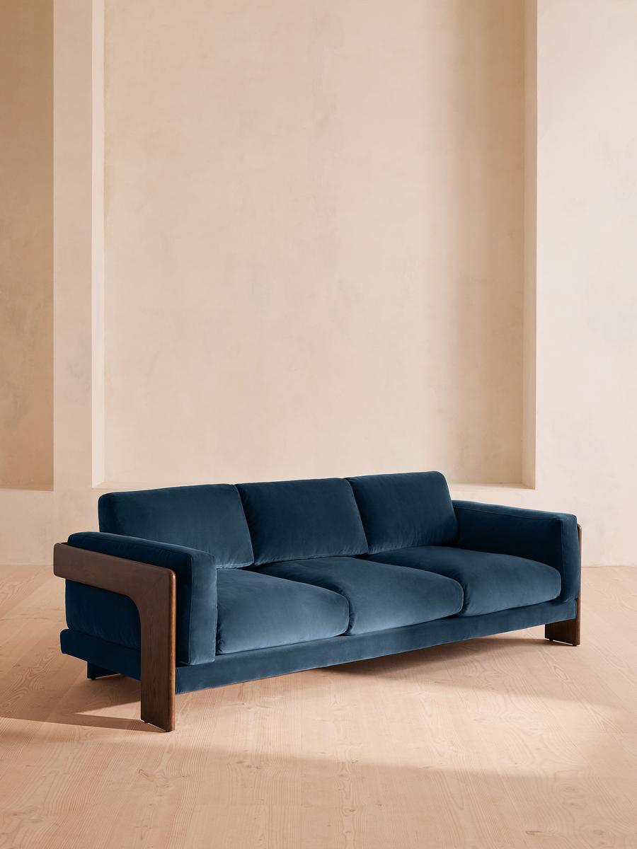 Marcia Three Seater Sofa, Velvet, Royal Blue