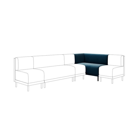 Mae Corner Dining Bench, Matte Plush Velvet