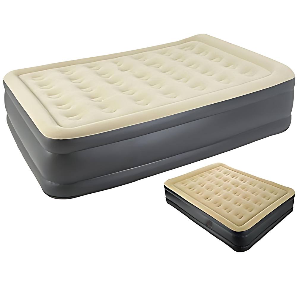 Trendi Single High Inflatable Air Mattress with Built-In Pump in Beige