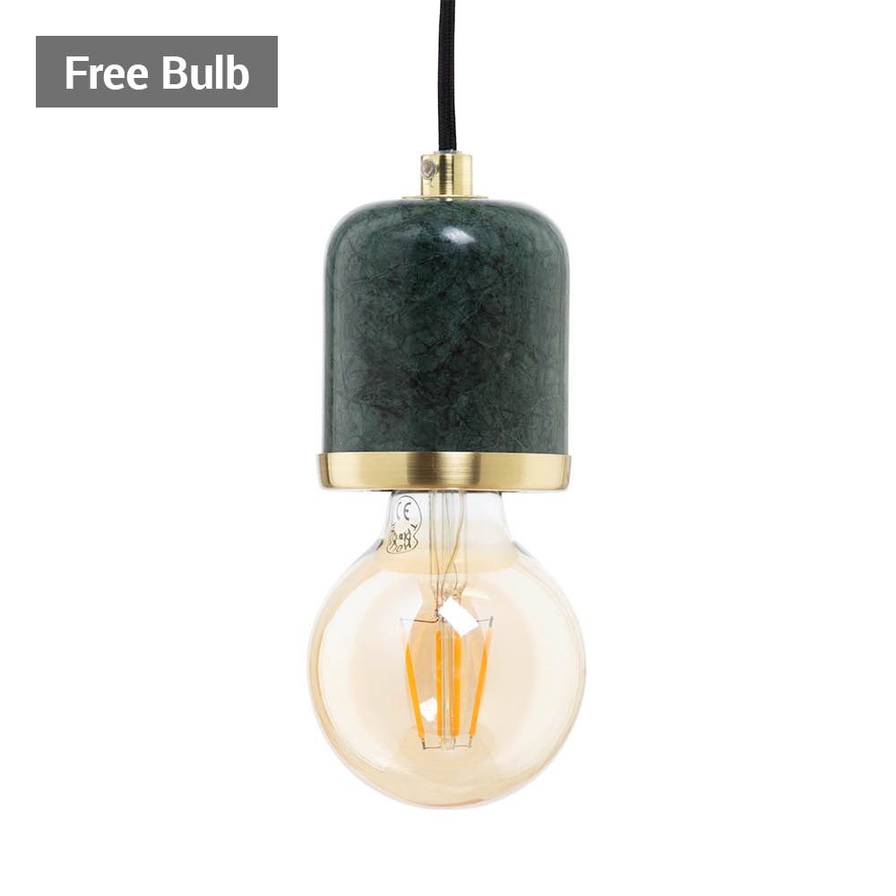Romano Marble E27 Cable Set with 95mm Bulb, Green