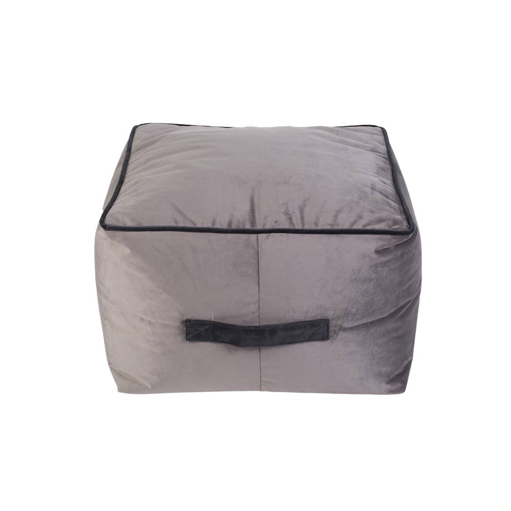 Kaikoo Velvet Stool with Contrast Piping Grey