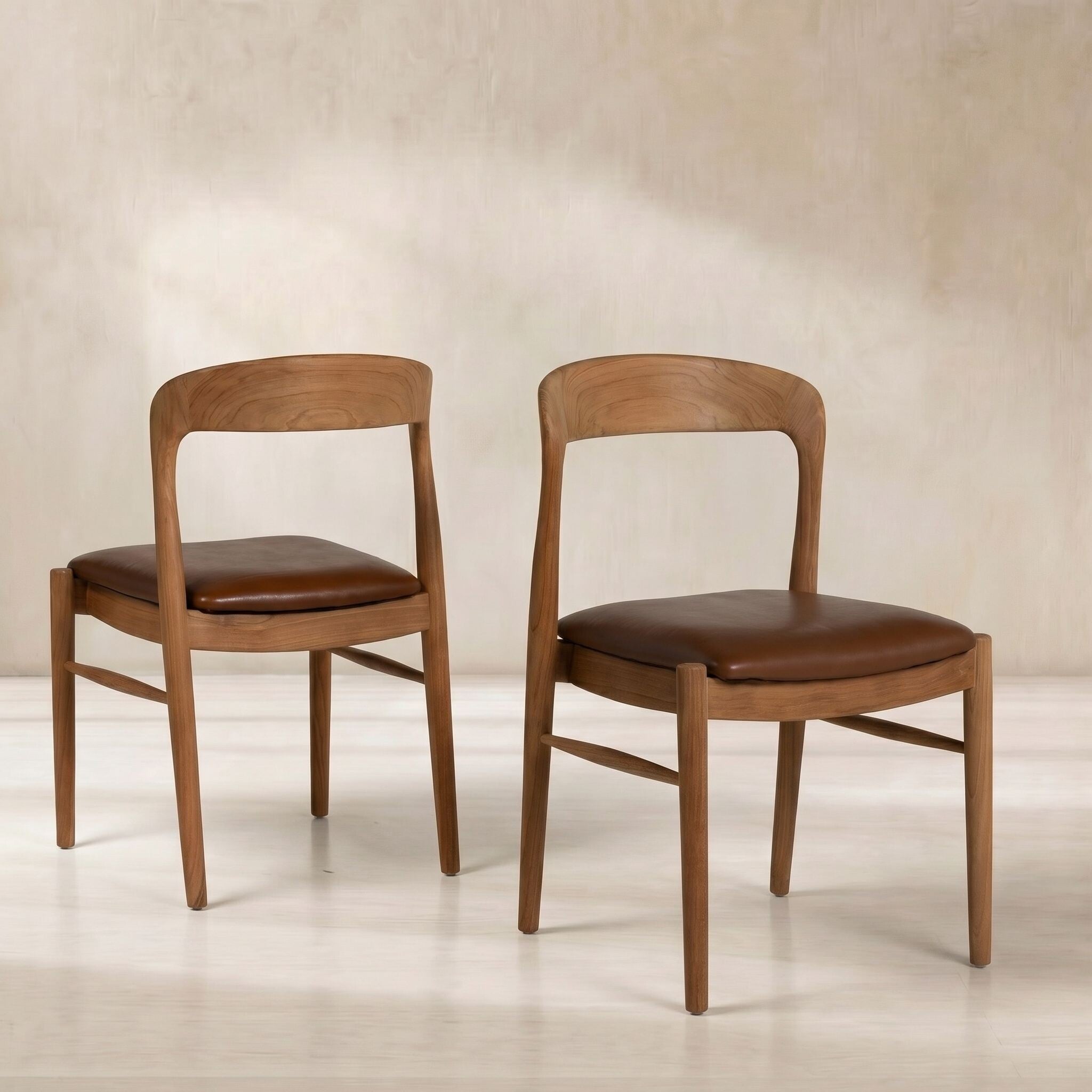 Semeru Dining Chair with Leather Seat, Wood | Barker & Stonehouse