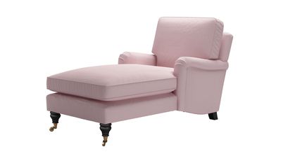 Bluebell Chaise Armchair in Powder Pink Brushed Linen Cotton - sofa.com