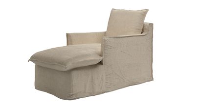 Isaac Chaise Armchair in Cashew Baylee Viscose Linen - sofa.com
