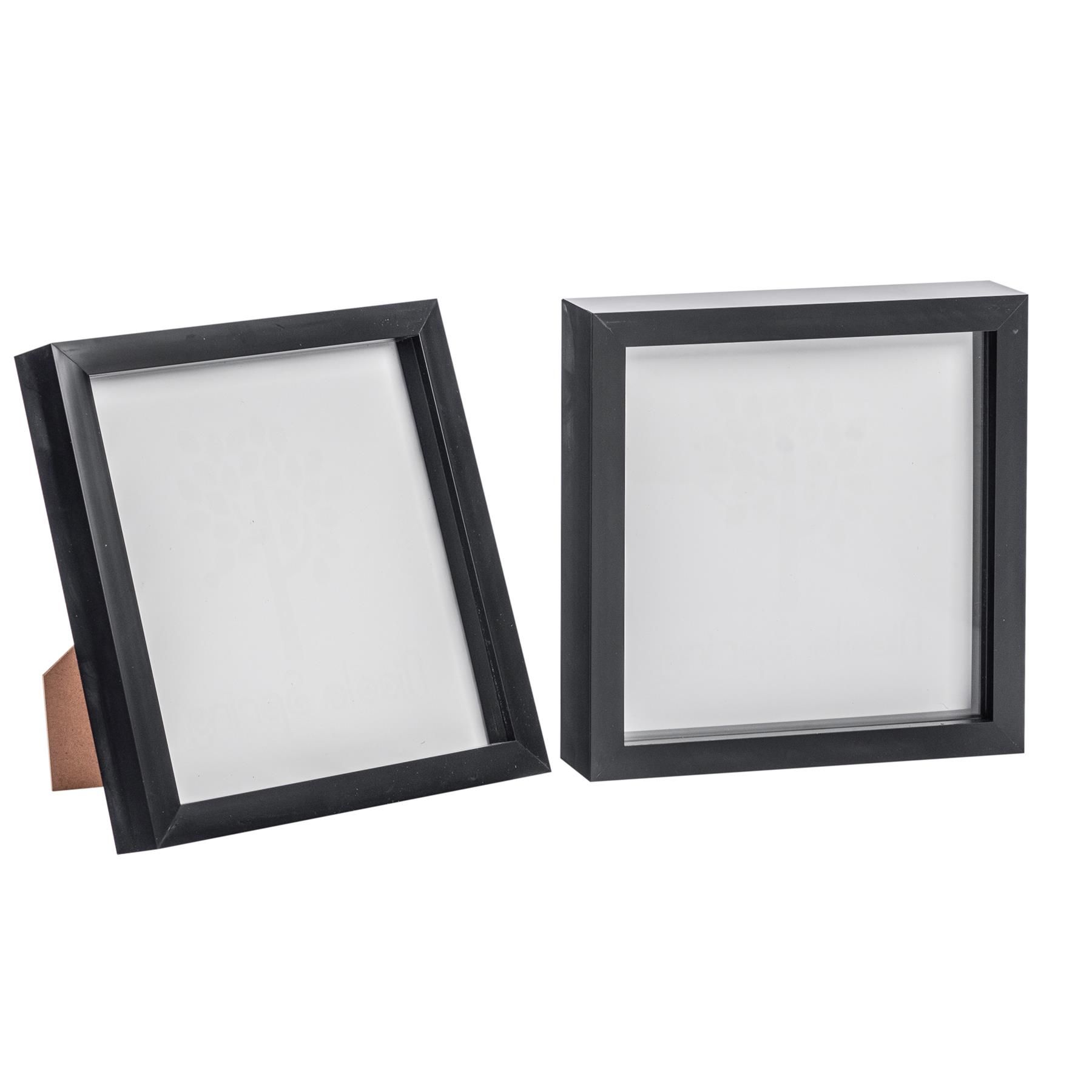 Nicola Spring 3D Box Photo Frames - 8 x 8" - Pack of 2 in Black