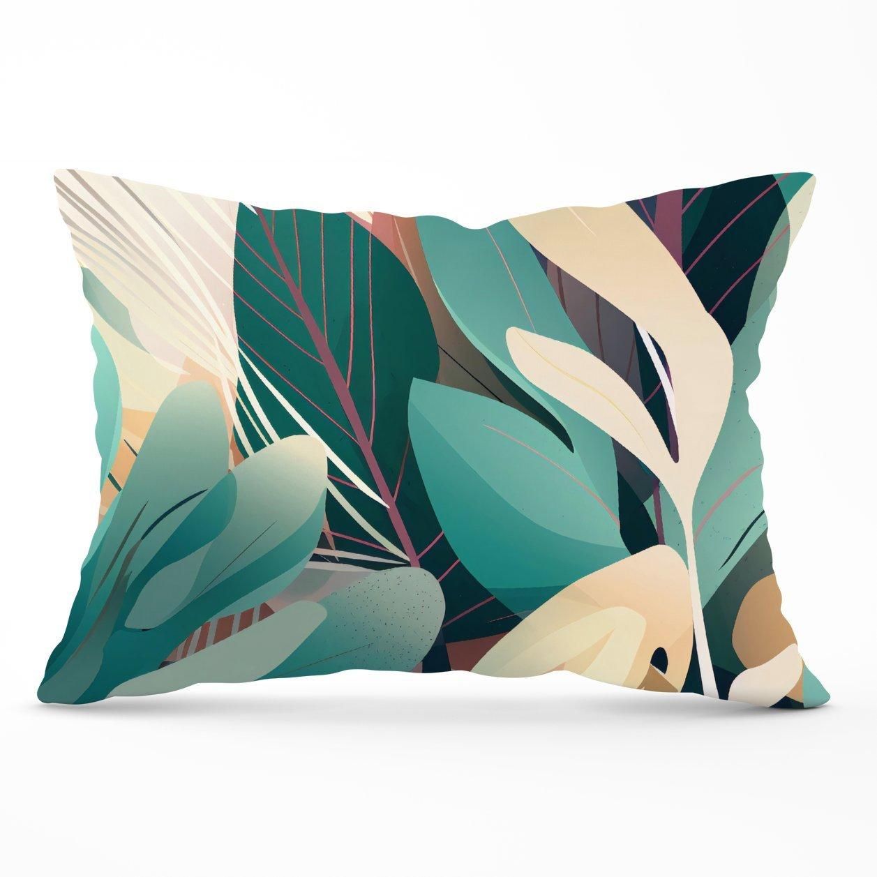 Warren Reed - Designer Abstract Tropical Leaves Cushions in Green