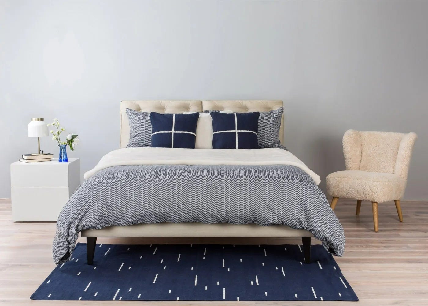 Heal's Herringbone Navy Duvet Cover Single 3