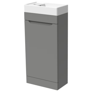 Wickes Malmo Dust Grey Cloakroom Freestanding J Pull Vanity Unit & Basin - 850 x 400mm
