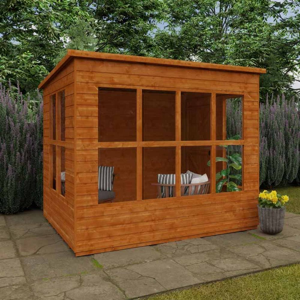 Buttercup Farm 8 x 6 Feet Penthouse 12mm Shed - Solid Wood/Softwood/Pine in Burnt Orange 4