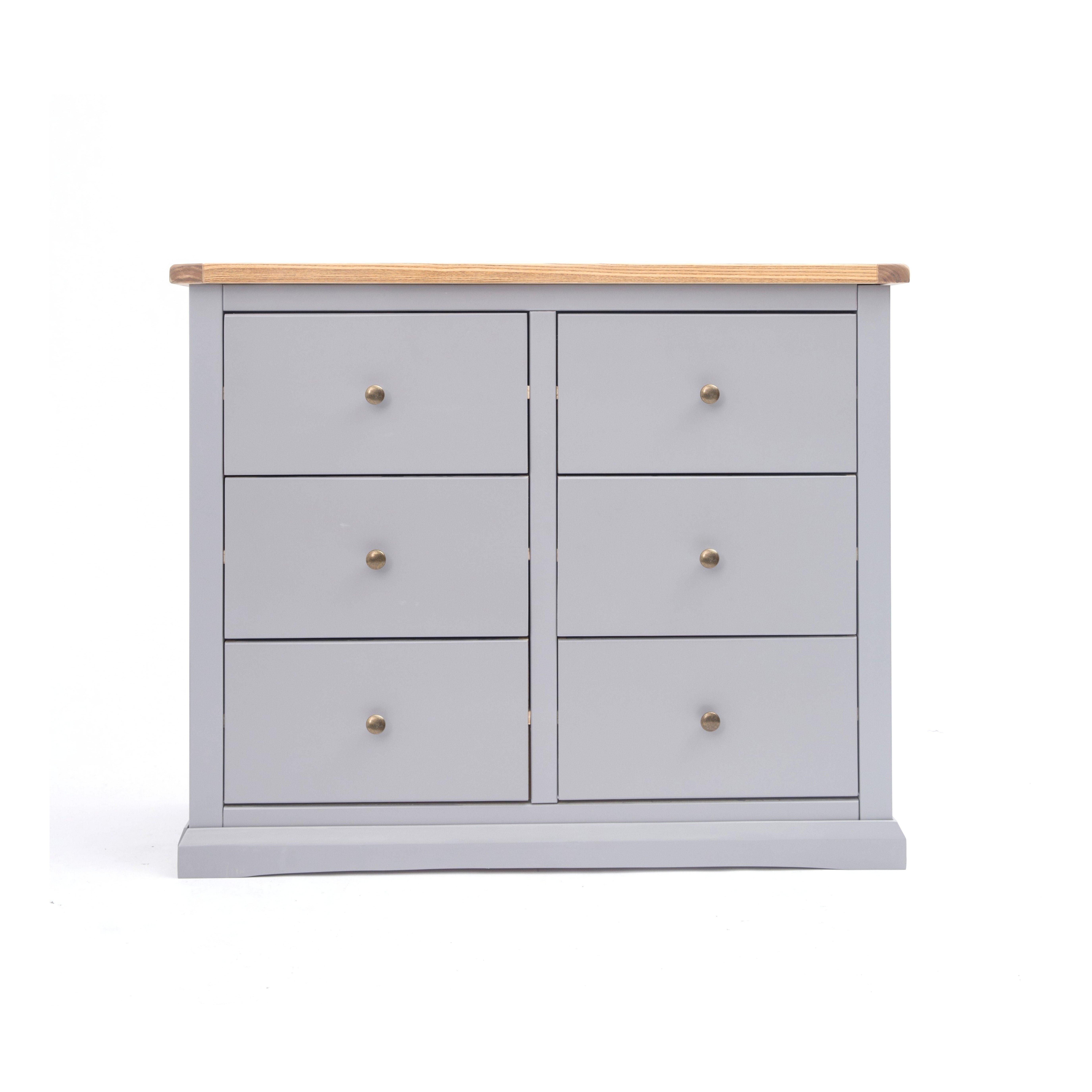 Cabinet Bits Rocca 6 Drawer Chest of Drawers Brass Knob in Grey