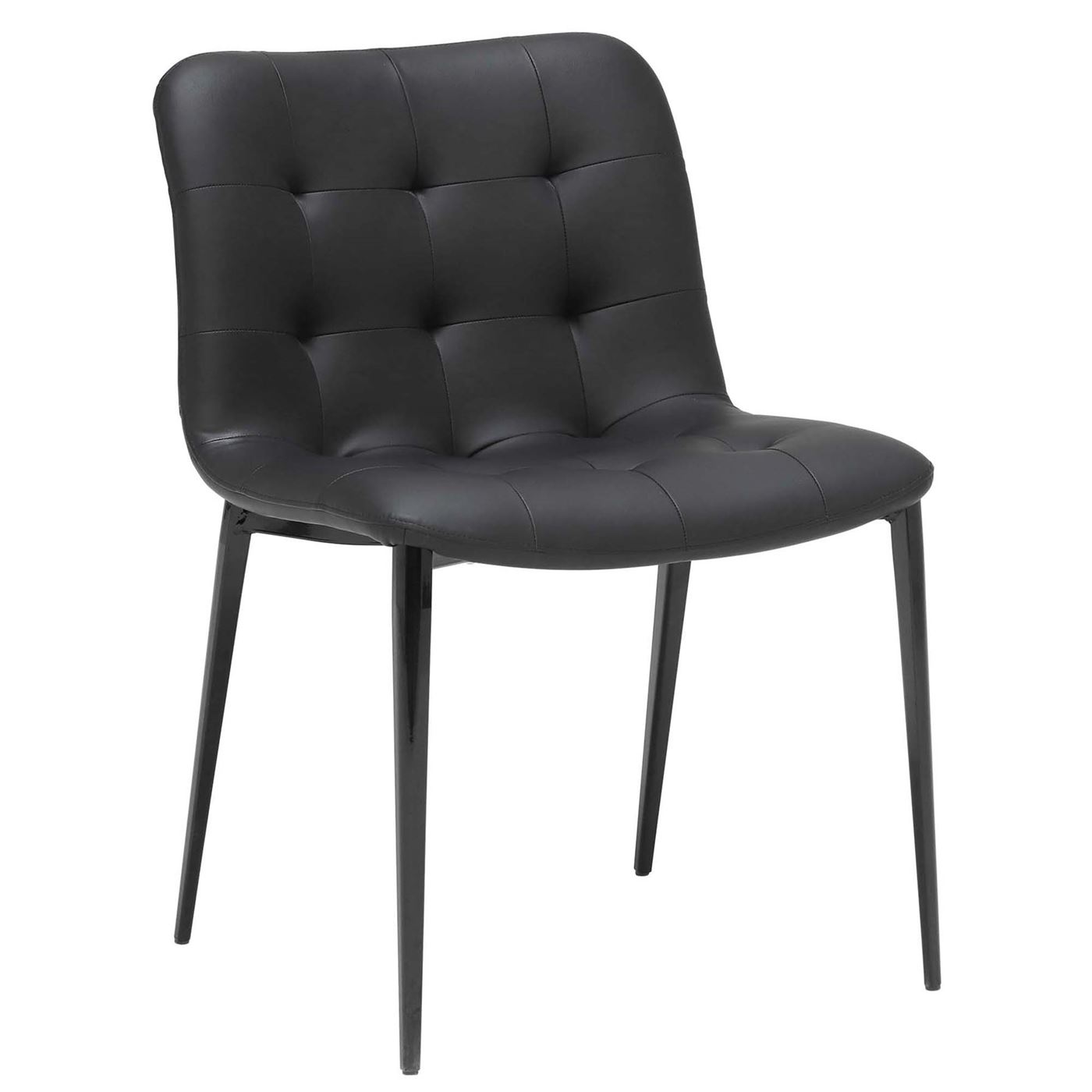 Kuga Leather Dining Chair - Black - Leather - Buttoned - W55 x D55 x H78 - Barker & Stonehouse