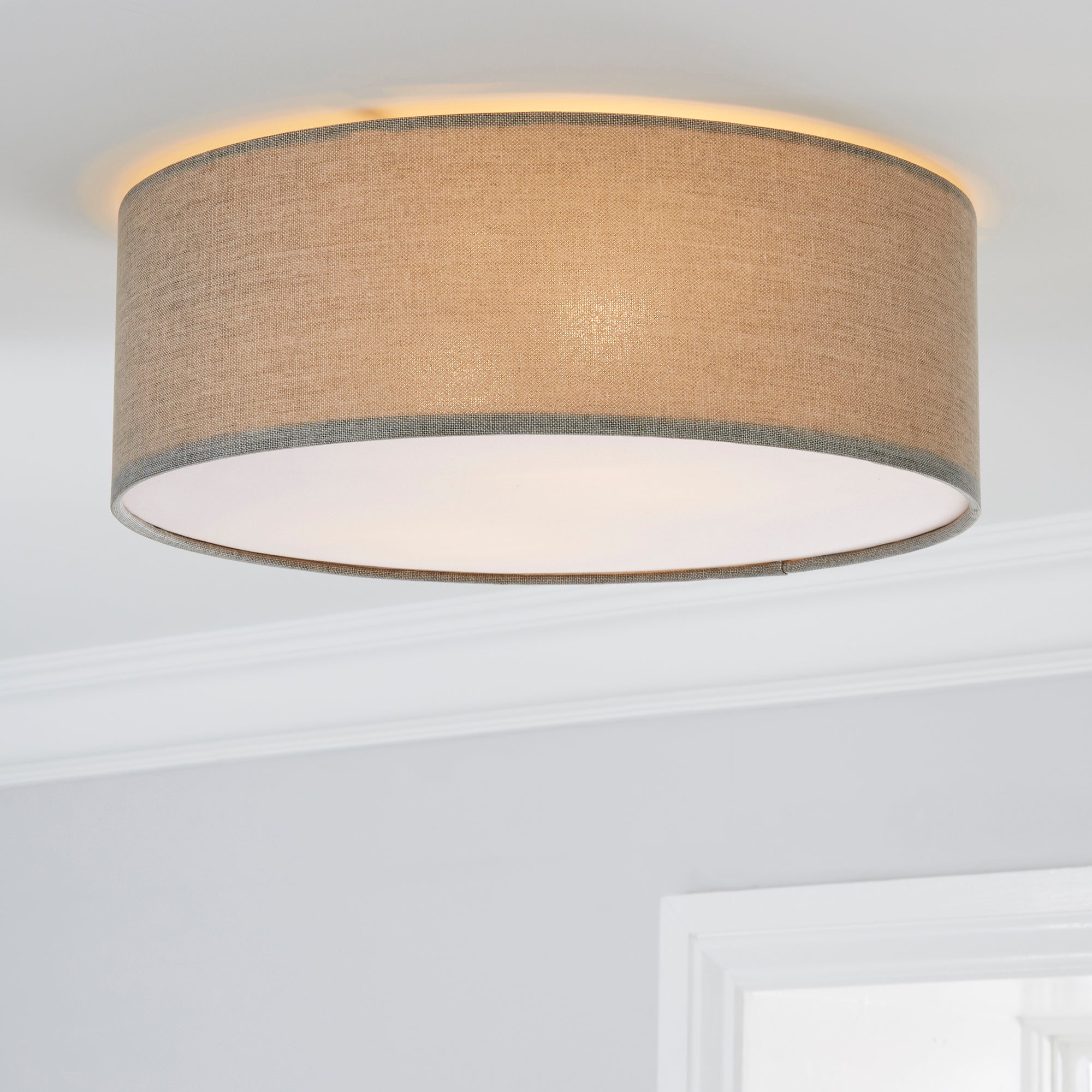 Sara 38cm Grey Shade Flush Ceiling Fitting Grey and Brown