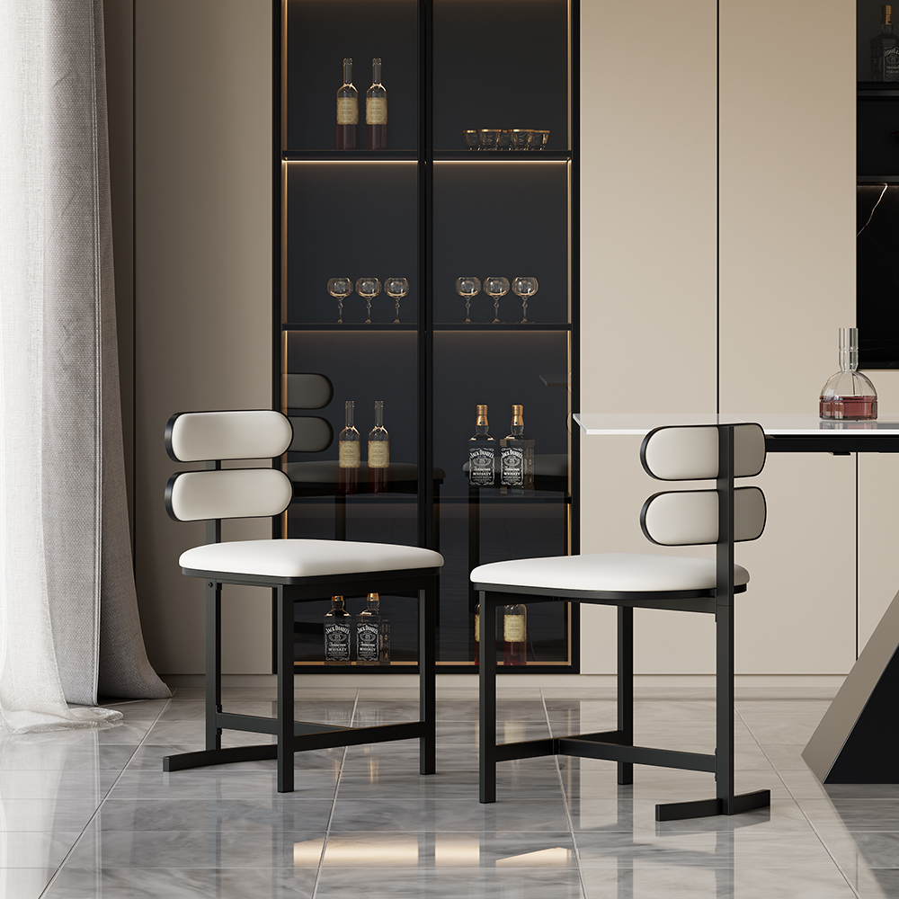 Dining Chairs  Faux Leather Modern White Dining Room Chairs with Back Side 4-Pieces