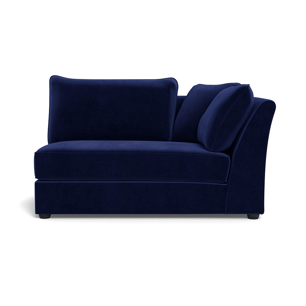 Heal's Tailor Large Curved Right Hand Facing Corner Unit Smart Luxe Velvet Midnight Black Feet