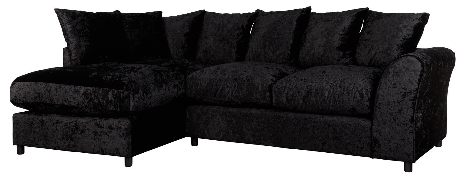 Argos Home Megan Large Left Corner Fabric Sofa - Black