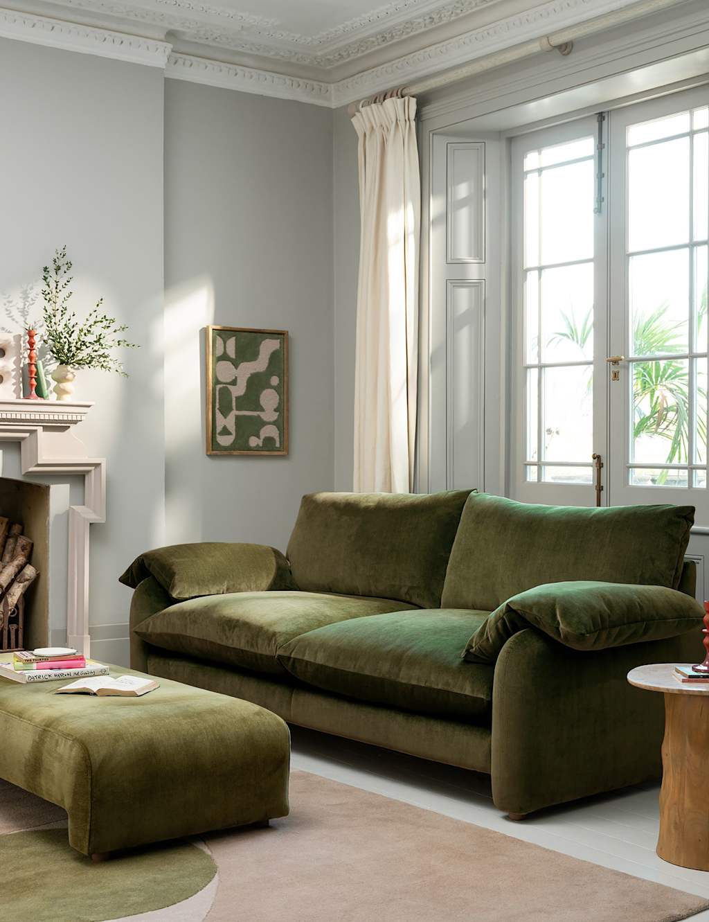 BARKER AND STONEHOUSE Orson Chenille Grand 4 Seater Sofa Green