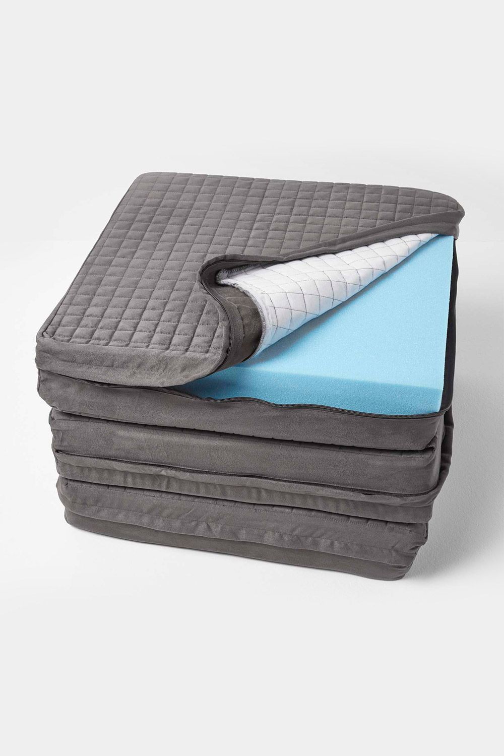 Homescapes Quilted Polyester 3 Seater Orthopaedic Booster Cushion Cover in Grey