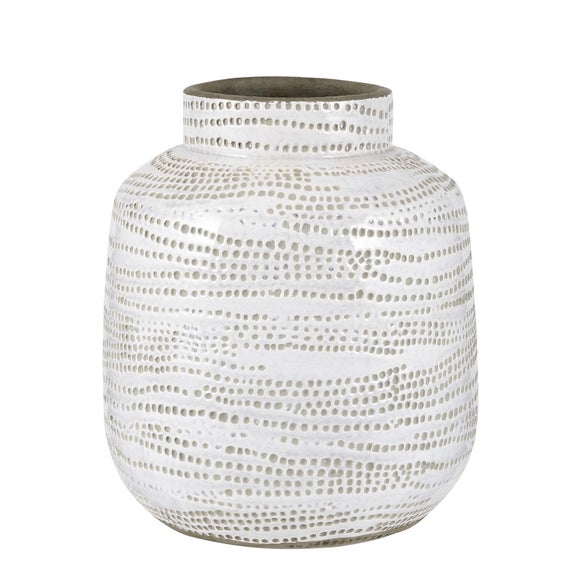 Alina White Stoneware Dot Vase 4