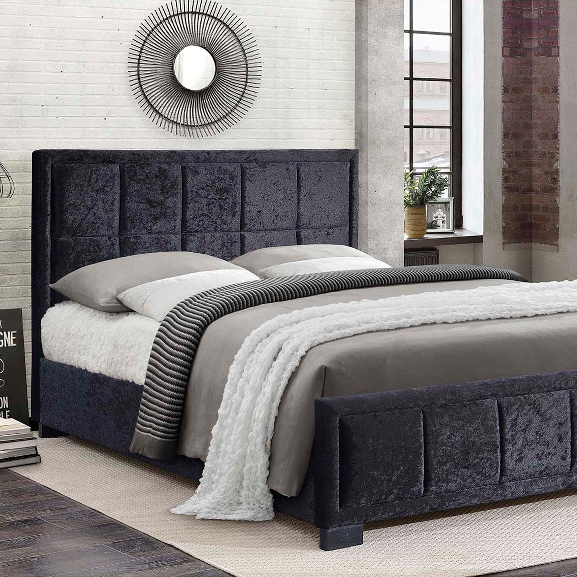 Hannover Black Crushed Velvet Bed Frame Black
