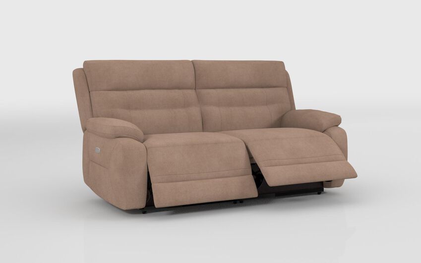 Beige Fabric Fenton 3 Seater Power Recliner Sofa