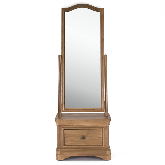 Carmen Cheval Mirror With Wooden Storage In Natural