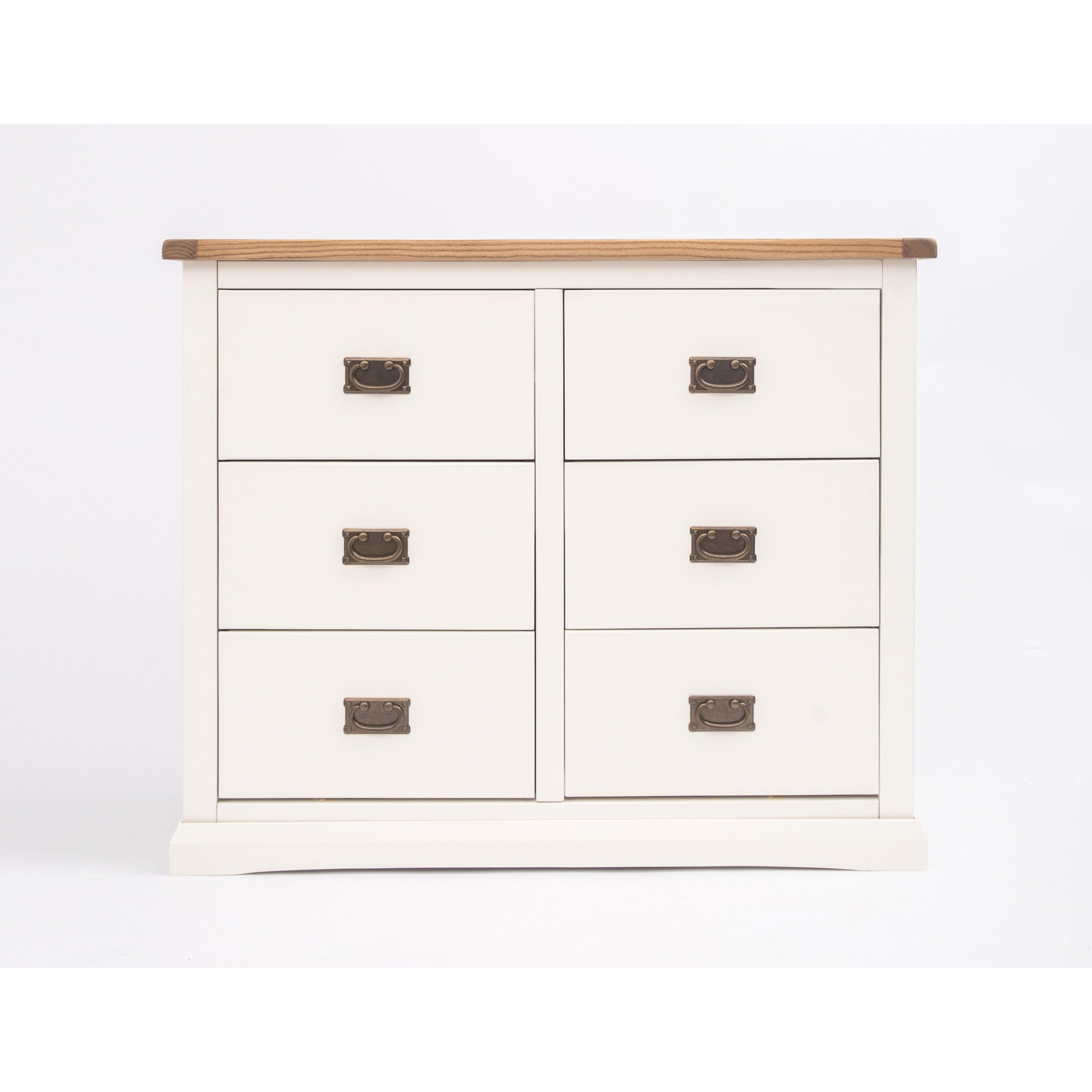 Cabinet Bits Cosenza 6 Drawer Chest of Drawers Bras Drop Handle in Off-White