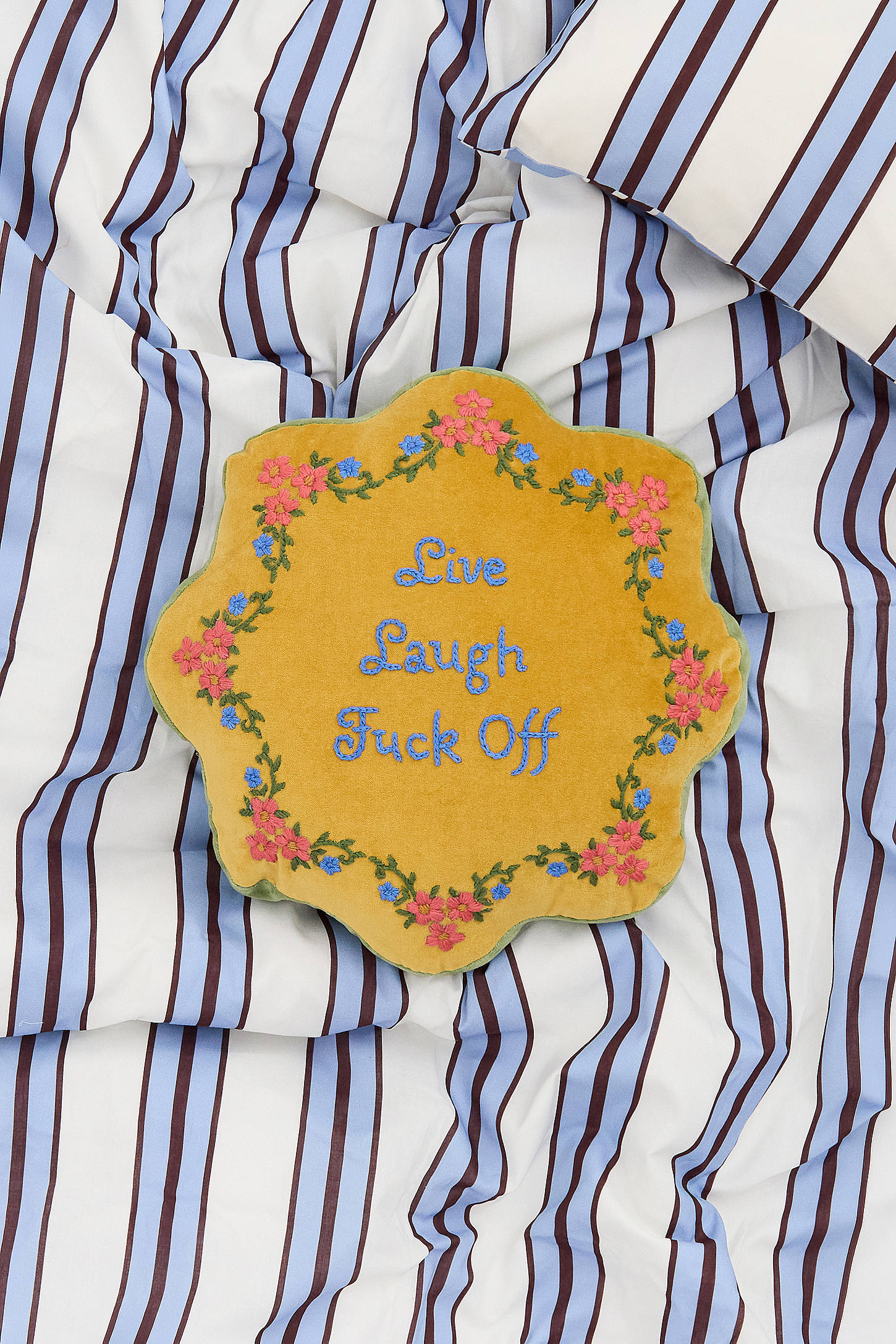 Mustard Live Laugh F*ck Off Cushion - Dark Yellow