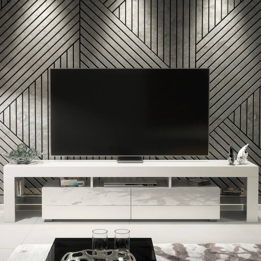 Creative Furniture Nova TV Unit 200cm - White with Gloss Doors
