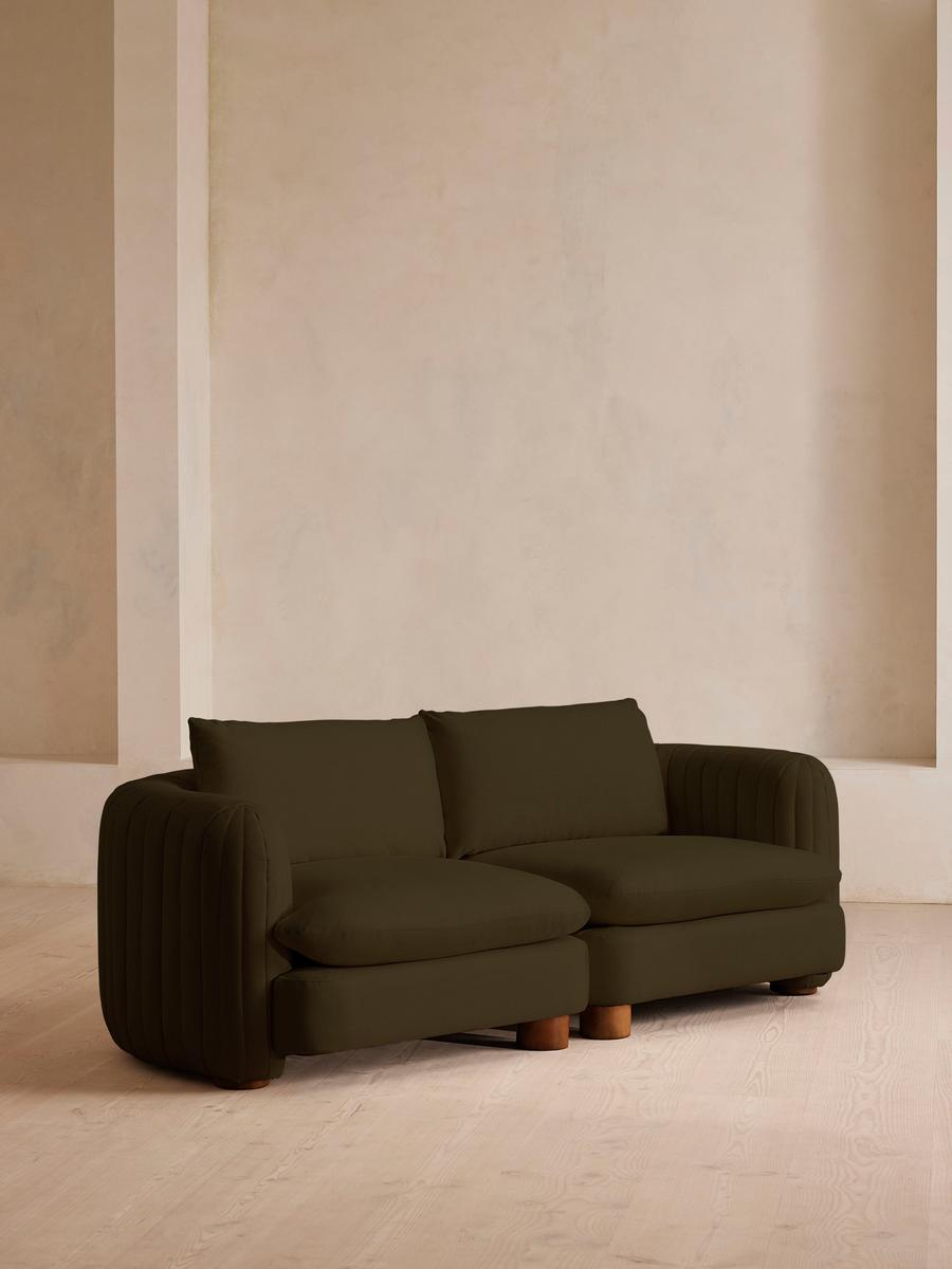Vivienne Deeper Sit Modular Sofa, Three Seater, Linen, Olive
