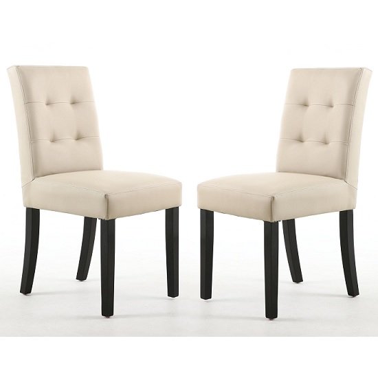 Artois Dining Chair In Ivory Matt Bonded Leather And Brown Legs