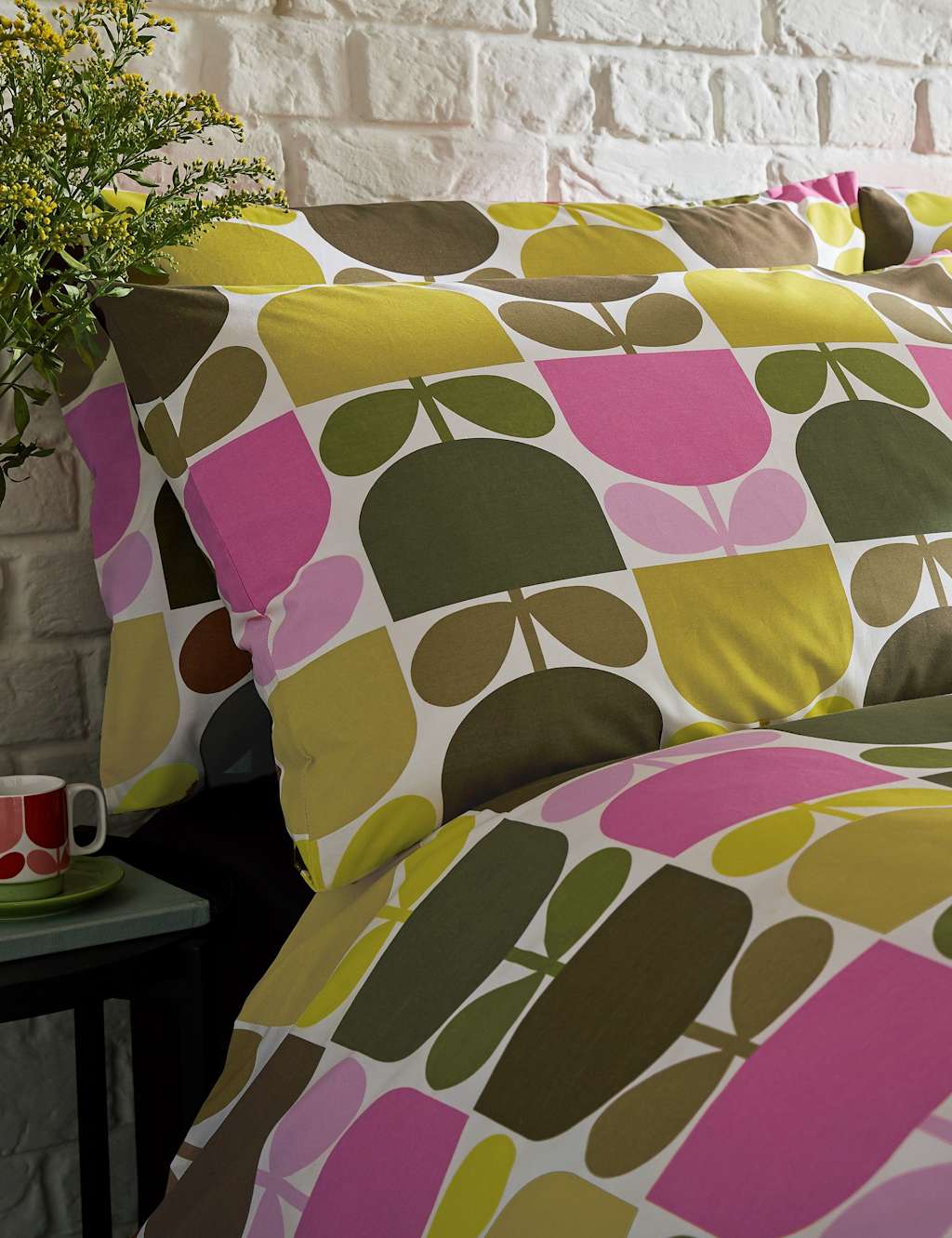 Orla Kiely 2 Pack Pure Cotton Block Stem Pillowcases Multi