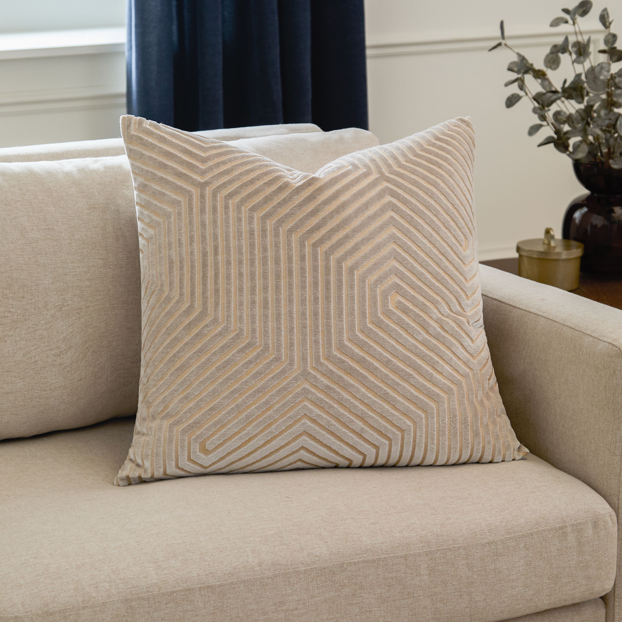 Paoletti Evoke Cut Velvet Cushion in Off-White